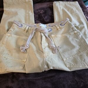 We The Free Beige Pants with Braided Belt